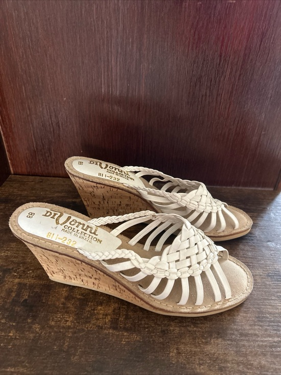 DiVonni Shoes - Vintage 1970s DiVonni White Braided Wedge Sandals